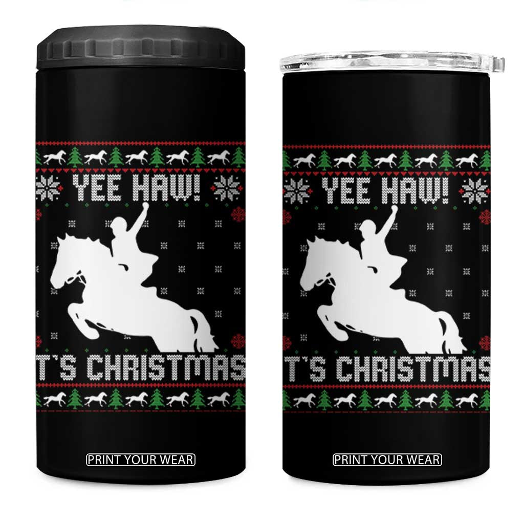 Yee Haw It Is Christmas 4 in 1 Can Cooler Tumbler Funny Ugly Xmas Rodeo Gift For Cowgirl TS12 One Size: 16 oz Black Print Your Wear