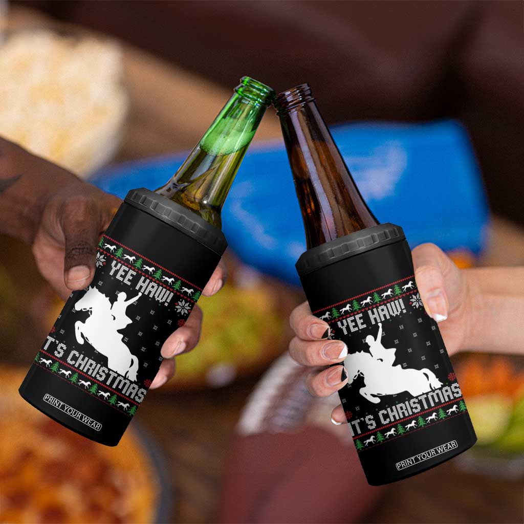 Yee Haw It Is Christmas 4 in 1 Can Cooler Tumbler Funny Ugly Xmas Rodeo Gift For Cowgirl TS12 Print Your Wear