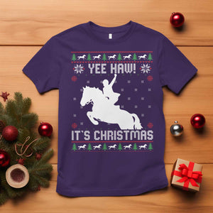 Yee Haw It Is Christmas T Shirt Funny Ugly Xmas Rodeo Gift For Cowgirl TS12 Purple Print Your Wear