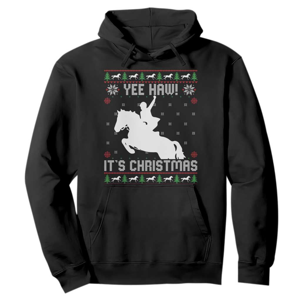Yee Haw It Is Christmas Hoodie Funny Ugly Xmas Rodeo Gift For Cowgirl TS12 Black Print Your Wear