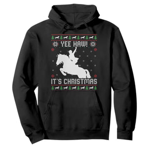 Yee Haw It Is Christmas Hoodie Funny Ugly Xmas Rodeo Gift For Cowgirl TS12 Black Print Your Wear