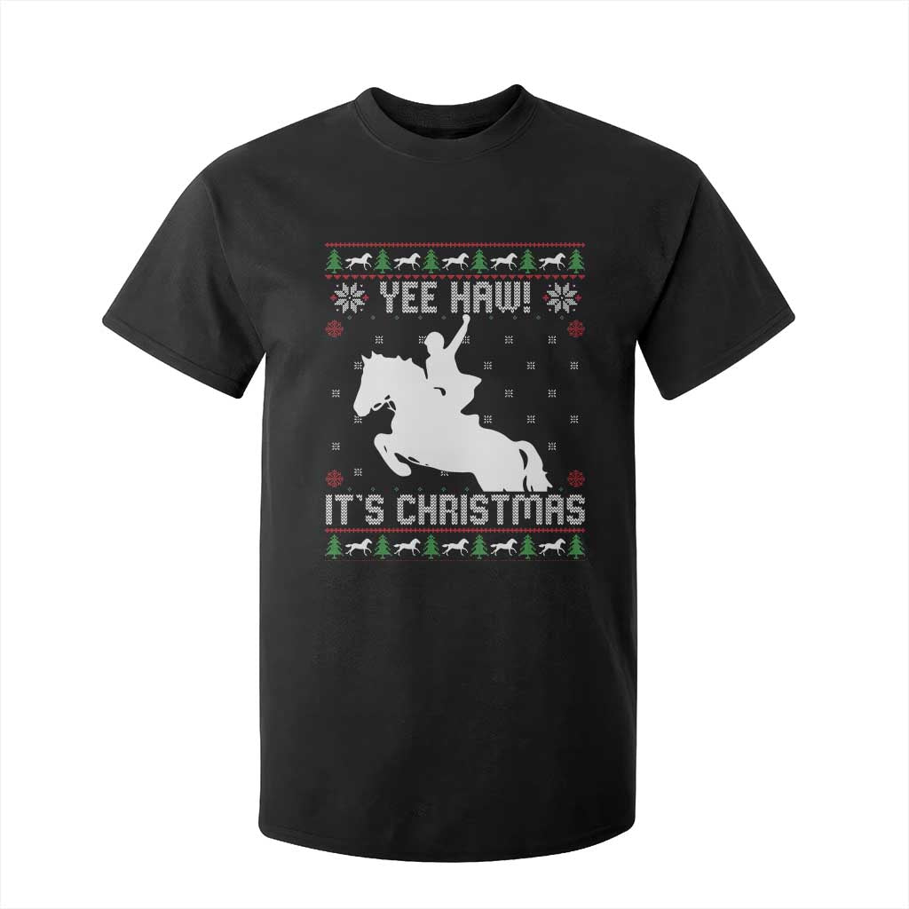 Yee Haw It Is Christmas T Shirt For Kid Funny Ugly Xmas Rodeo Gift For Cowgirl TS12 Black Print Your Wear