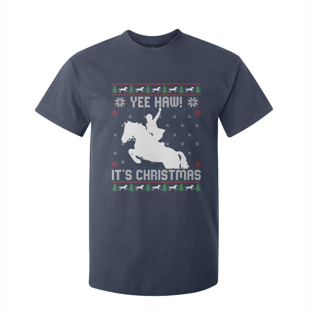 Yee Haw It Is Christmas T Shirt For Kid Funny Ugly Xmas Rodeo Gift For Cowgirl TS12 Navy Print Your Wear