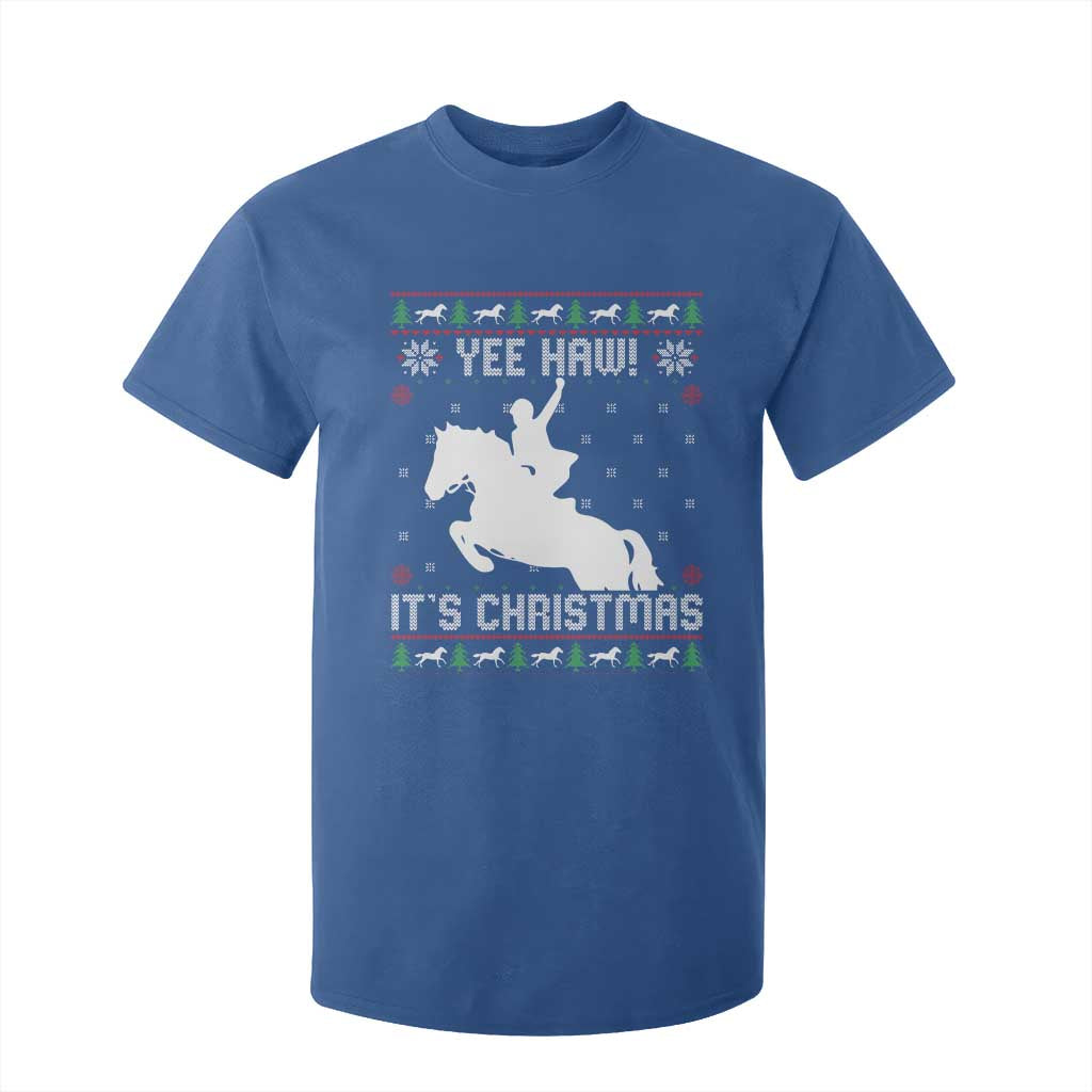 Yee Haw It Is Christmas T Shirt For Kid Funny Ugly Xmas Rodeo Gift For Cowgirl TS12 Royal Blue Print Your Wear