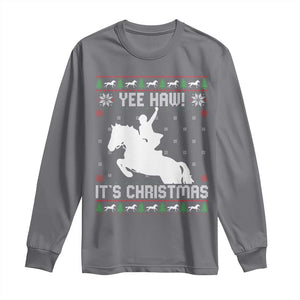 Yee Haw It Is Christmas Long Sleeve Shirt Funny Ugly Xmas Rodeo Gift For Cowgirl TS12 Charcoal Print Your Wear