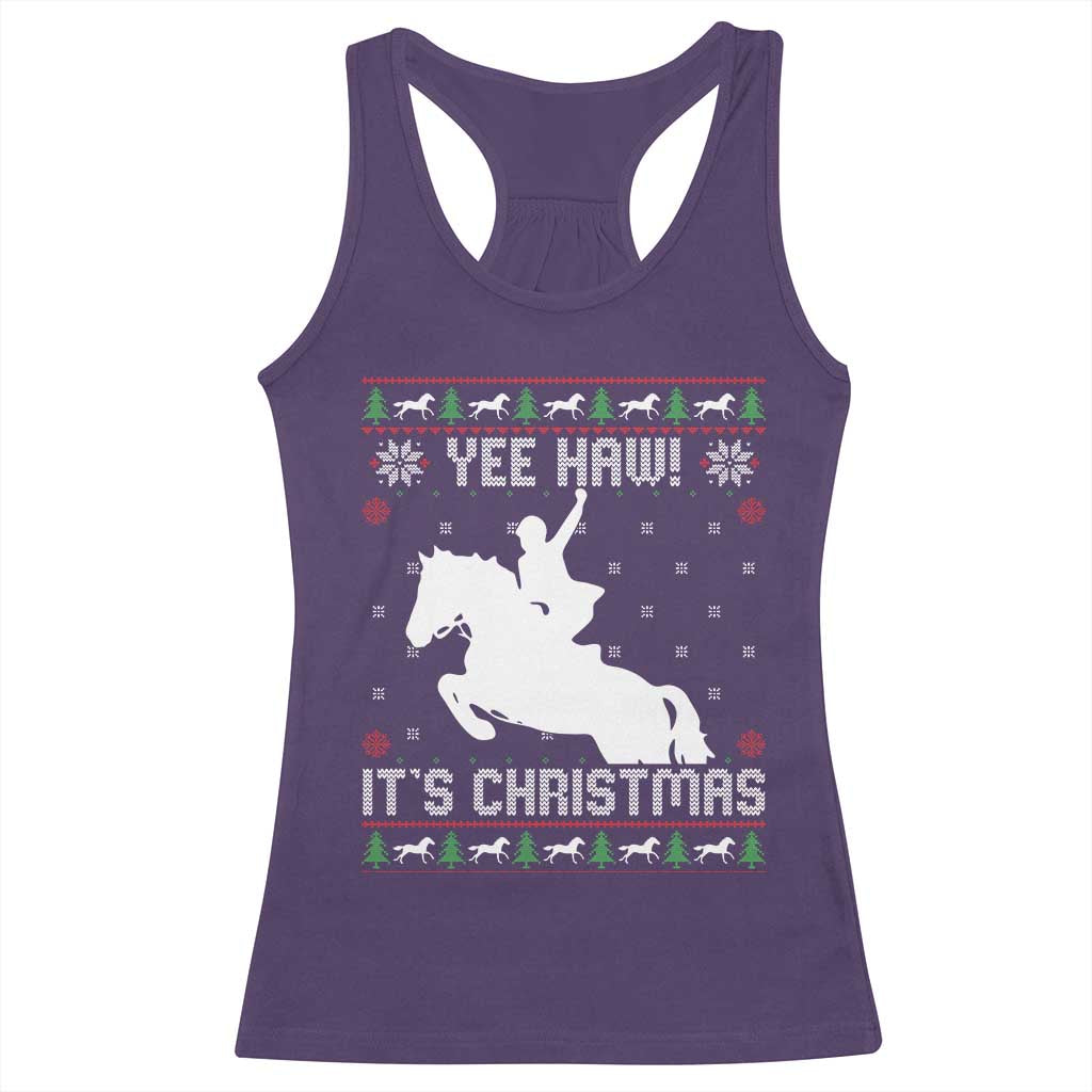 Yee Haw It Is Christmas Racerback Tank Top Funny Ugly Xmas Rodeo Gift For Cowgirl TS12 Purple Print Your Wear