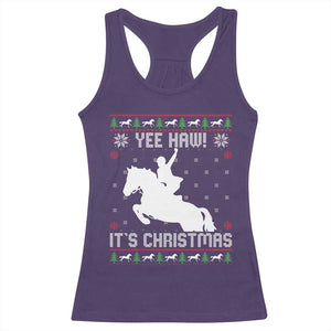 Yee Haw It Is Christmas Racerback Tank Top Funny Ugly Xmas Rodeo Gift For Cowgirl TS12 Purple Print Your Wear