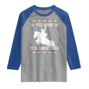 Yee Haw It Is Christmas Raglan Shirt Funny Ugly Xmas Rodeo Gift For Cowgirl TS12 Sport Gray Royal Print Your Wear