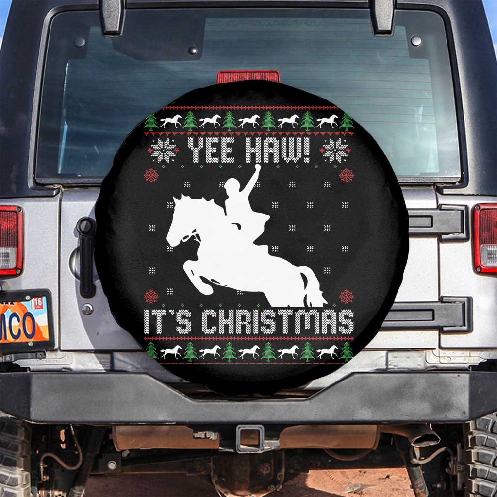 Yee Haw It Is Christmas Spare Tire Cover Funny Ugly Xmas Rodeo Gift For Cowgirl TS12 No hole Black Print Your Wear