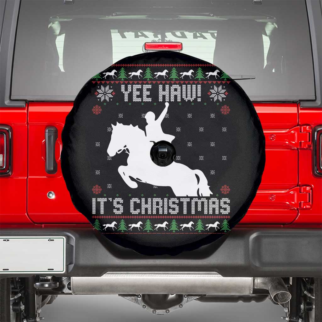 Yee Haw It Is Christmas Spare Tire Cover Funny Ugly Xmas Rodeo Gift For Cowgirl TS12 Black Print Your Wear
