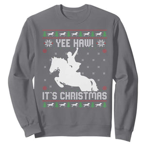 Yee Haw It Is Christmas Sweatshirt Funny Ugly Xmas Rodeo Gift For Cowgirl TS12 Charcoal Print Your Wear
