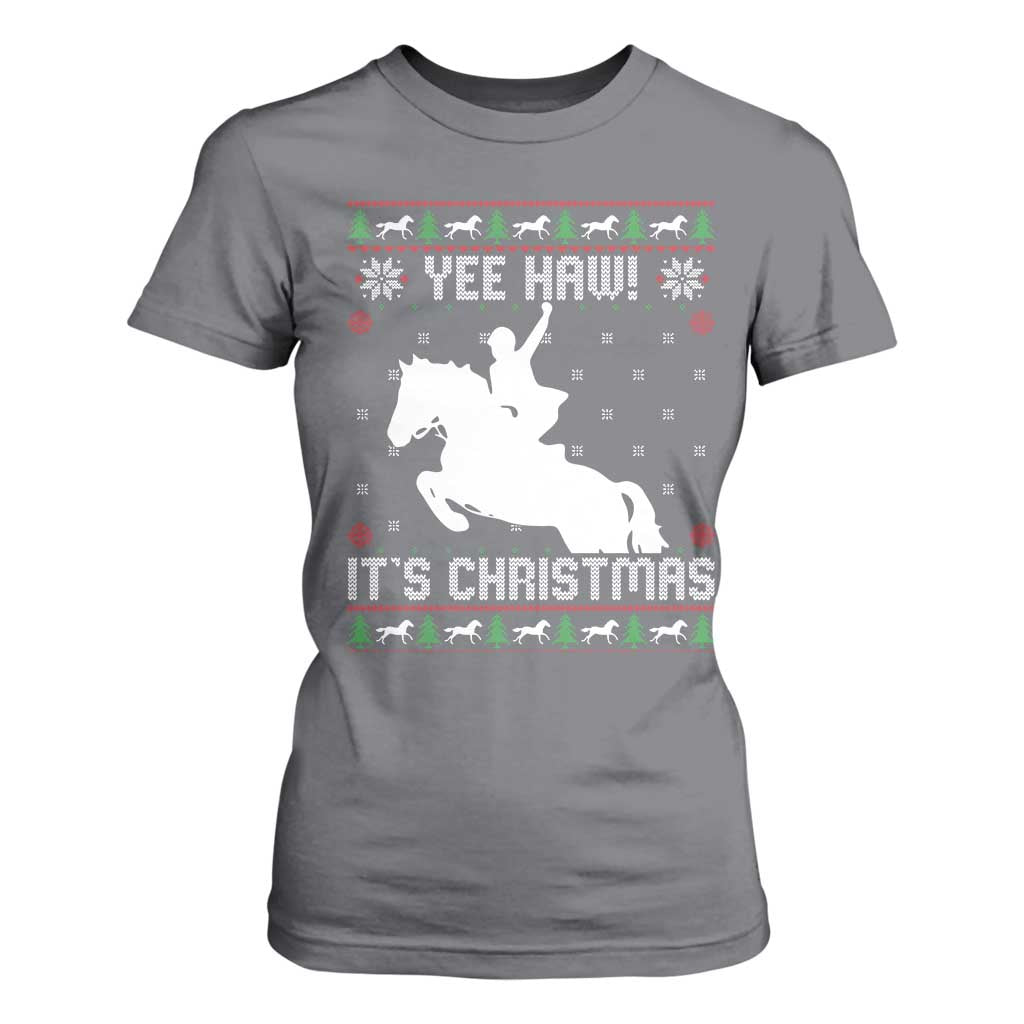 Yee Haw It Is Christmas T Shirt For Women Funny Ugly Xmas Rodeo Gift For Cowgirl TS12 Charcoal Print Your Wear