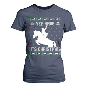 Yee Haw It Is Christmas T Shirt For Women Funny Ugly Xmas Rodeo Gift For Cowgirl TS12 Navy Print Your Wear