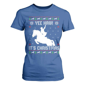 Yee Haw It Is Christmas T Shirt For Women Funny Ugly Xmas Rodeo Gift For Cowgirl TS12 Royal Blue Print Your Wear