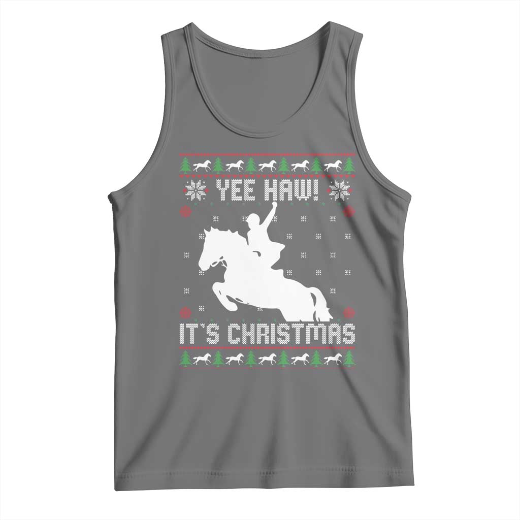 Yee Haw It Is Christmas Tank Top Funny Ugly Xmas Rodeo Gift For Cowgirl TS12 Black Heather Print Your Wear