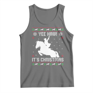 Yee Haw It Is Christmas Tank Top Funny Ugly Xmas Rodeo Gift For Cowgirl TS12 Black Heather Print Your Wear
