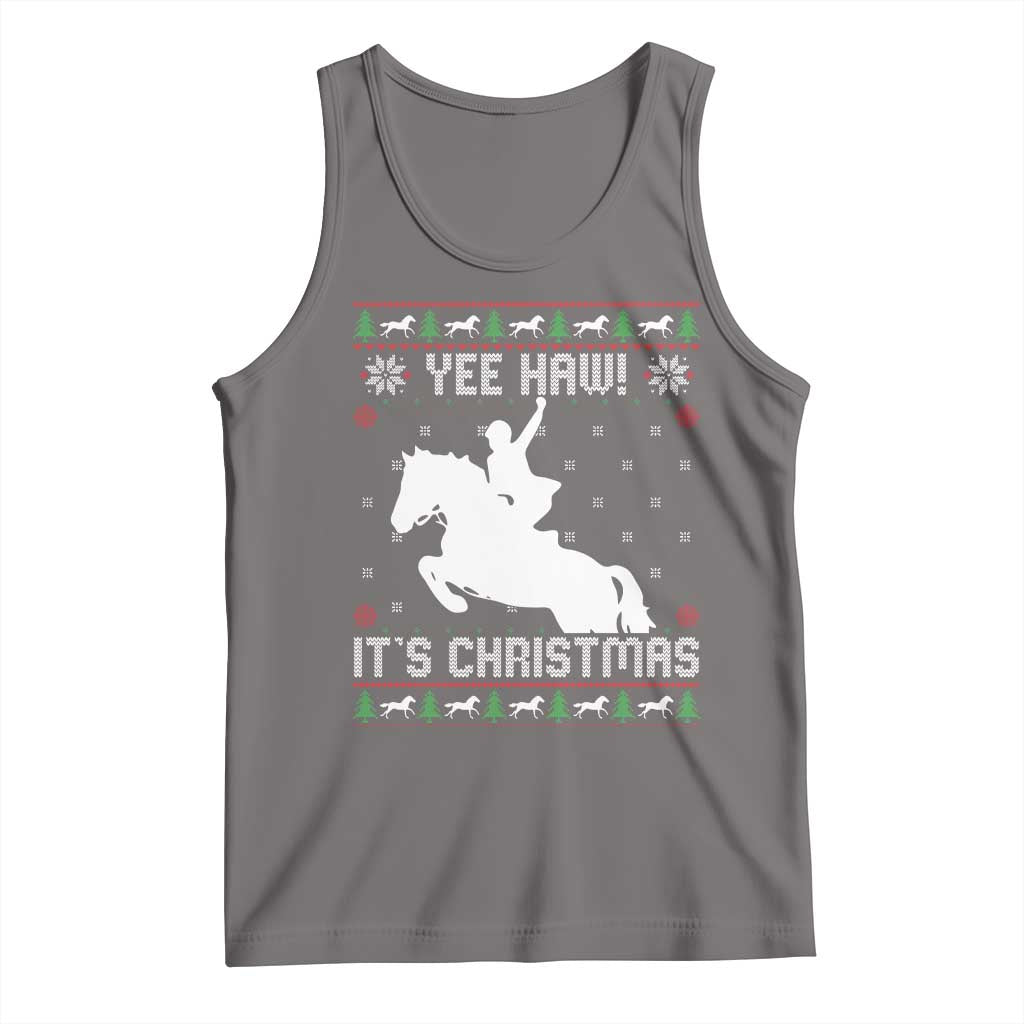 Yee Haw It Is Christmas Tank Top Funny Ugly Xmas Rodeo Gift For Cowgirl TS12 Deep Heather Print Your Wear