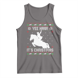 Yee Haw It Is Christmas Tank Top Funny Ugly Xmas Rodeo Gift For Cowgirl TS12 Deep Heather Print Your Wear