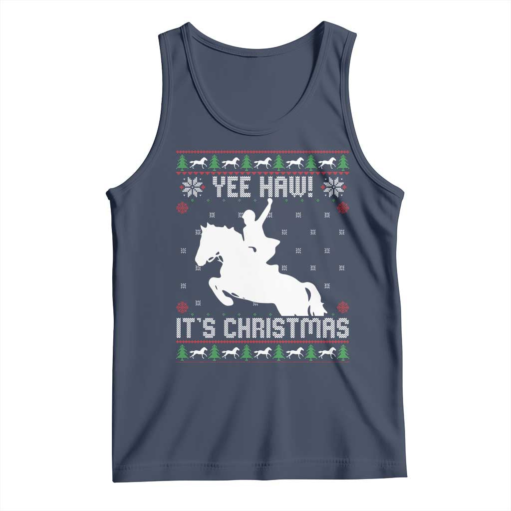 Yee Haw It Is Christmas Tank Top Funny Ugly Xmas Rodeo Gift For Cowgirl TS12 Navy Print Your Wear