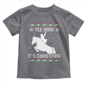 Yee Haw It Is Christmas Toddler T Shirt Funny Ugly Xmas Rodeo Gift For Cowgirl TS12 Charcoal Print Your Wear