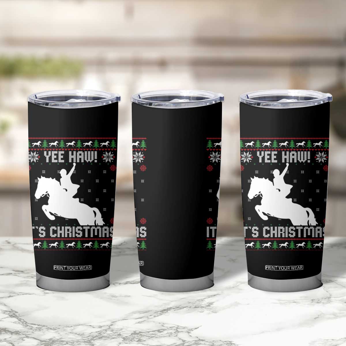 Yee Haw It Is Christmas Tumbler Cup Funny Ugly Xmas Rodeo Gift For Cowgirl TS12 Print Your Wear