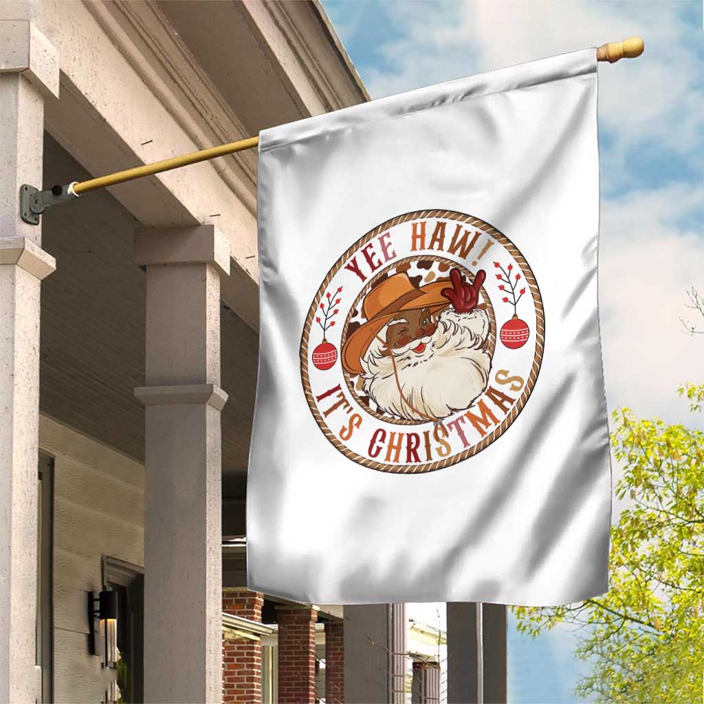 Yee Haw It Is Christmas Garden Flag Funny Black Santa Cowboy TS12 Print Your Wear