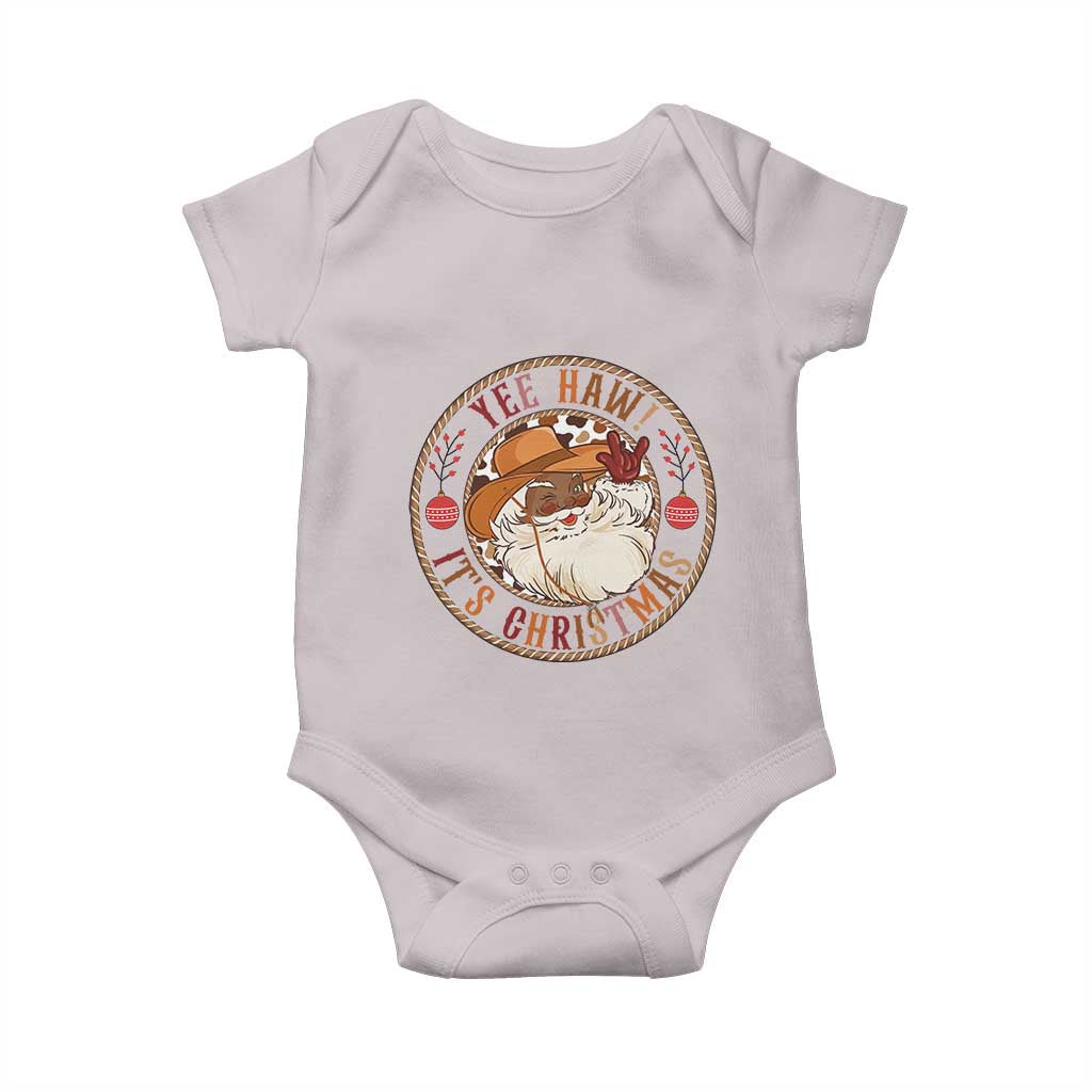 Yee Haw It Is Christmas Baby Onesie Funny Black Santa Cowboy TS12 Ice Gray Print Your Wear