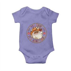 Yee Haw It Is Christmas Baby Onesie Funny Black Santa Cowboy TS12 Violet Print Your Wear