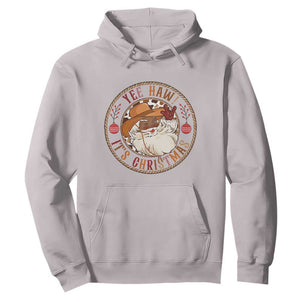 Yee Haw It Is Christmas Hoodie Funny Black Santa Cowboy TS12 Ice Gray Print Your Wear