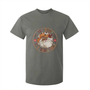 Yee Haw It Is Christmas T Shirt For Kid Funny Black Santa Cowboy TS12 Military Green Print Your Wear