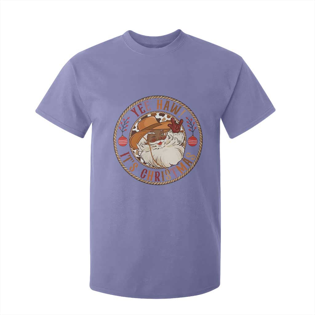 Yee Haw It Is Christmas T Shirt For Kid Funny Black Santa Cowboy TS12 Violet Print Your Wear
