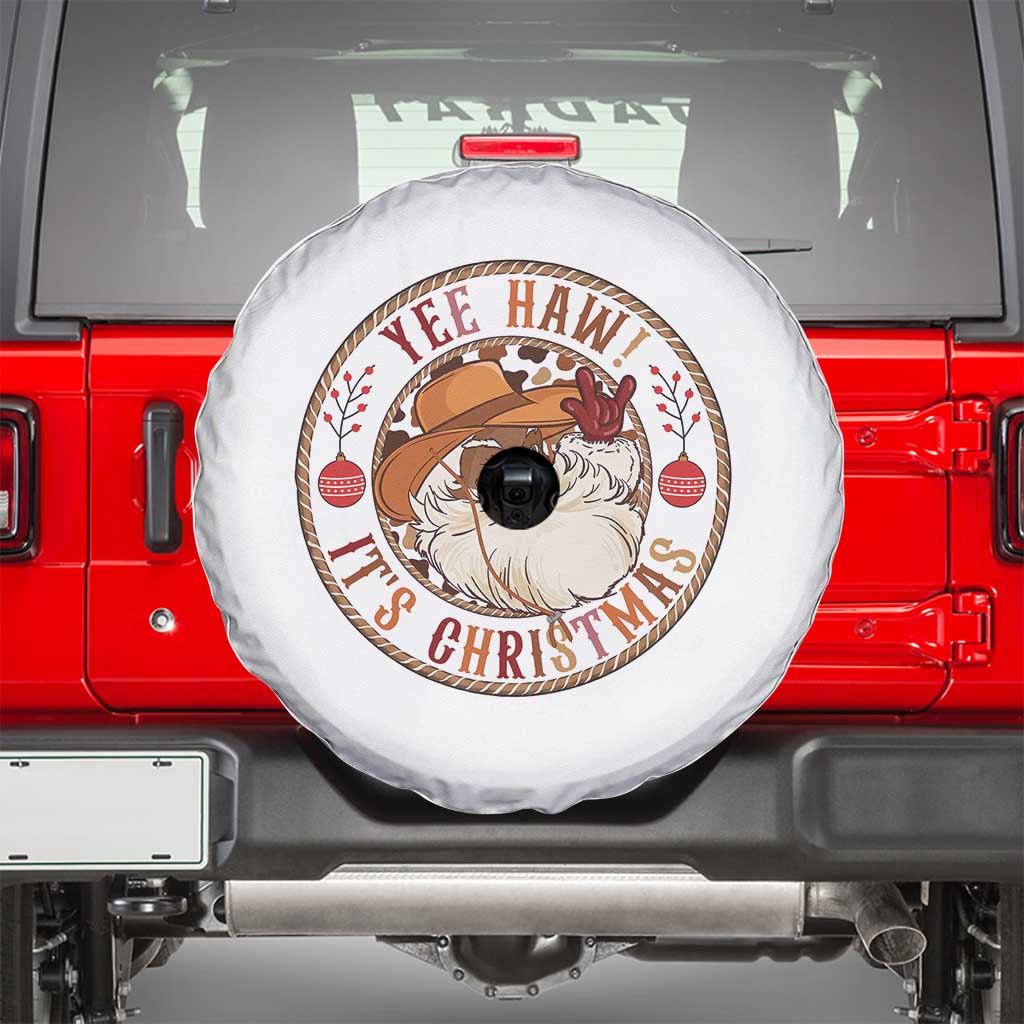 Yee Haw It Is Christmas Spare Tire Cover Funny Black Santa Cowboy TS12 White Print Your Wear
