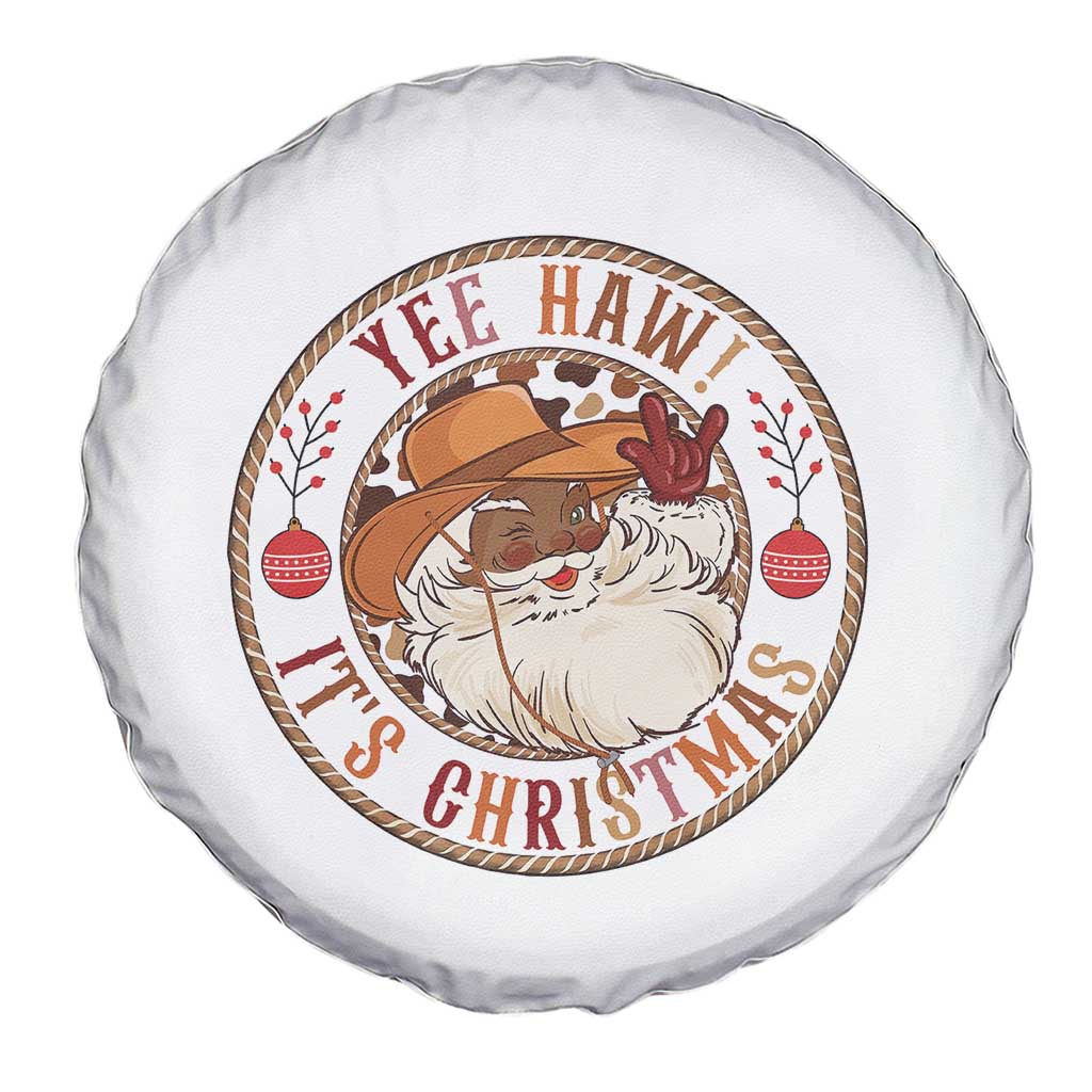 Yee Haw It Is Christmas Spare Tire Cover Funny Black Santa Cowboy TS12 Print Your Wear