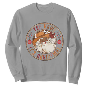 Yee Haw It Is Christmas Sweatshirt Funny Black Santa Cowboy TS12 Sport Gray Print Your Wear