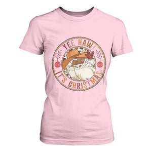 Yee Haw It Is Christmas T Shirt For Women Funny Black Santa Cowboy TS12 Light Pink Print Your Wear