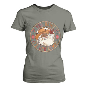 Yee Haw It Is Christmas T Shirt For Women Funny Black Santa Cowboy TS12 Military Green Print Your Wear