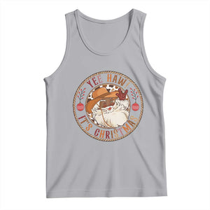 Yee Haw It Is Christmas Tank Top Funny Black Santa Cowboy TS12 Athletic Heather Print Your Wear