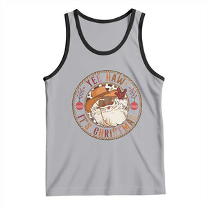 Yee Haw It Is Christmas Tank Top Funny Black Santa Cowboy TS12 Athletic Heather Black Print Your Wear