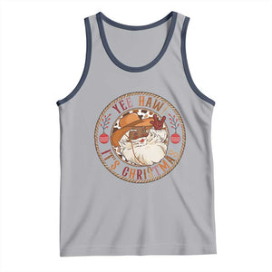 Yee Haw It Is Christmas Tank Top Funny Black Santa Cowboy TS12 Athletic Heather Navy Print Your Wear