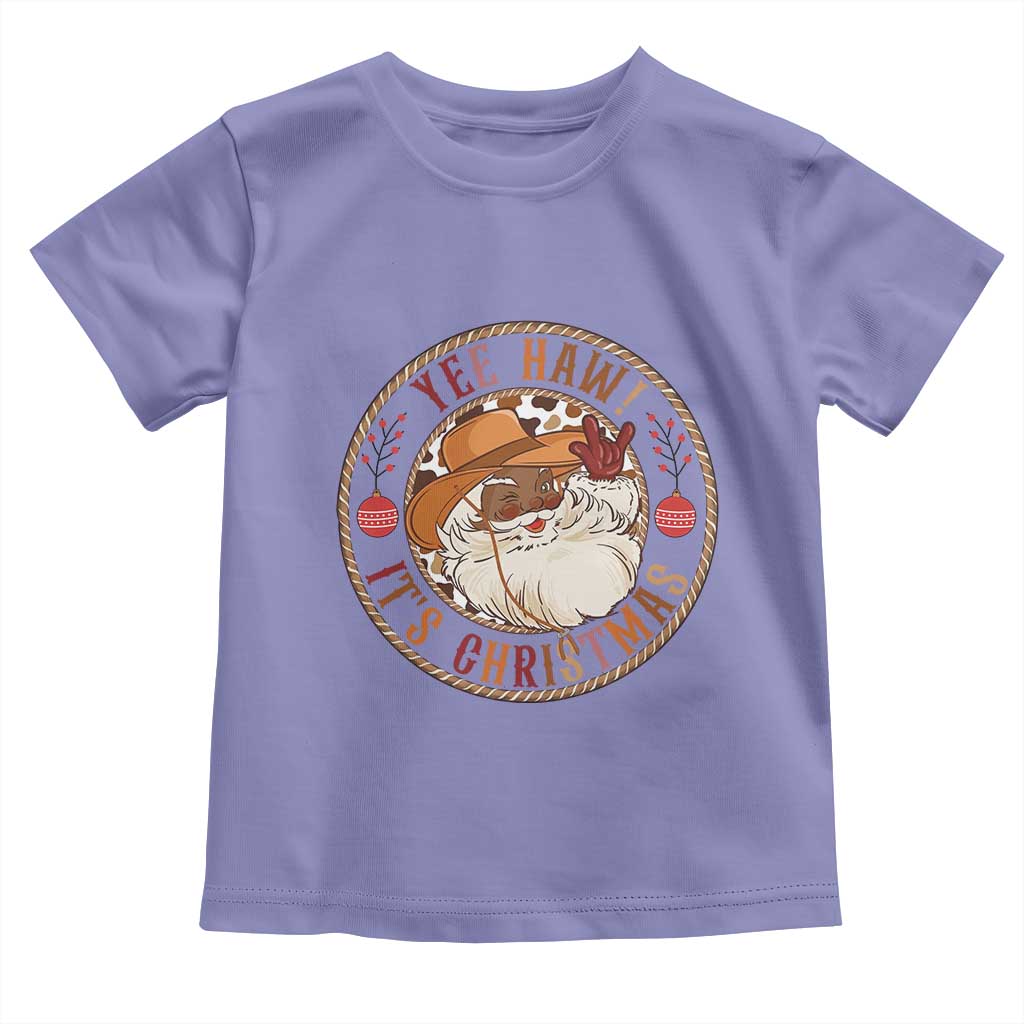 Yee Haw It Is Christmas Toddler T Shirt Funny Black Santa Cowboy TS12 Violet Print Your Wear