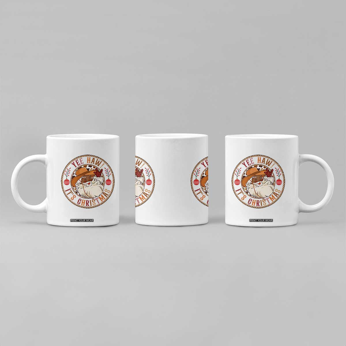 Yee Haw It Is Christmas Coffee Mug Funny Black Santa Cowboy TS12 Print Your Wear