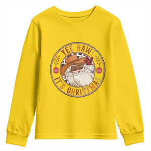 Yee Haw It Is Christmas Youth Sweatshirt Funny Black Santa Cowboy TS12 Daisy Print Your Wear