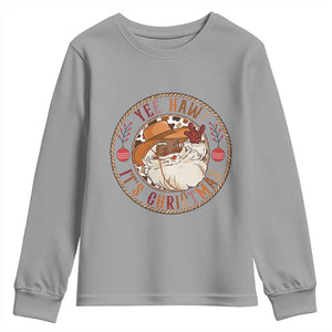 Yee Haw It Is Christmas Youth Sweatshirt Funny Black Santa Cowboy TS12 Sport Gray Print Your Wear