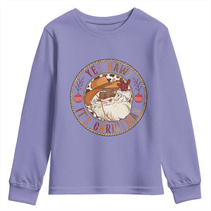 Yee Haw It Is Christmas Youth Sweatshirt Funny Black Santa Cowboy TS12 Violet Print Your Wear