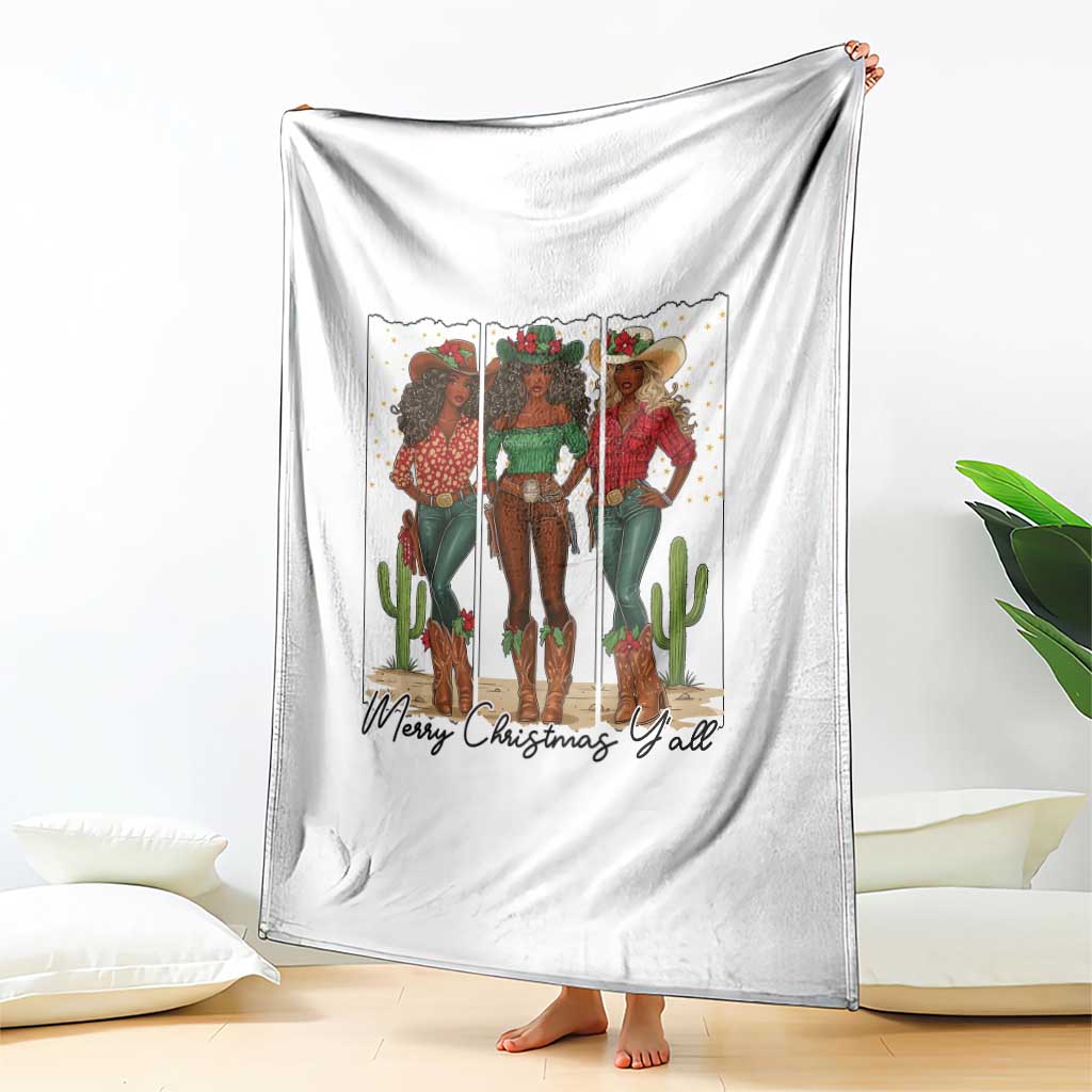 Merry Christmas Y'all Throw Blanket Funny Western Holiday Gift For Cowgirl TS12 Print Your Wear
