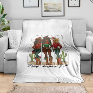 Merry Christmas Y'all Throw Blanket Funny Western Holiday Gift For Cowgirl TS12 Print Your Wear