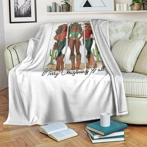 Merry Christmas Y'all Throw Blanket Funny Western Holiday Gift For Cowgirl TS12 Print Your Wear