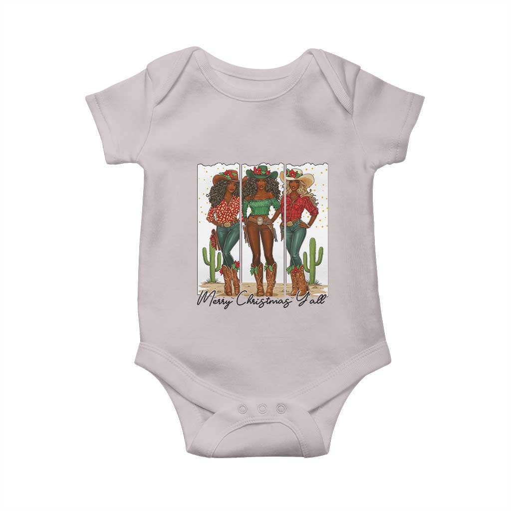 Merry Christmas Y'all Baby Onesie Funny Western Holiday Gift For Cowgirl TS12 Ice Gray Print Your Wear