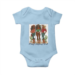 Merry Christmas Y'all Baby Onesie Funny Western Holiday Gift For Cowgirl TS12 Light Blue Print Your Wear