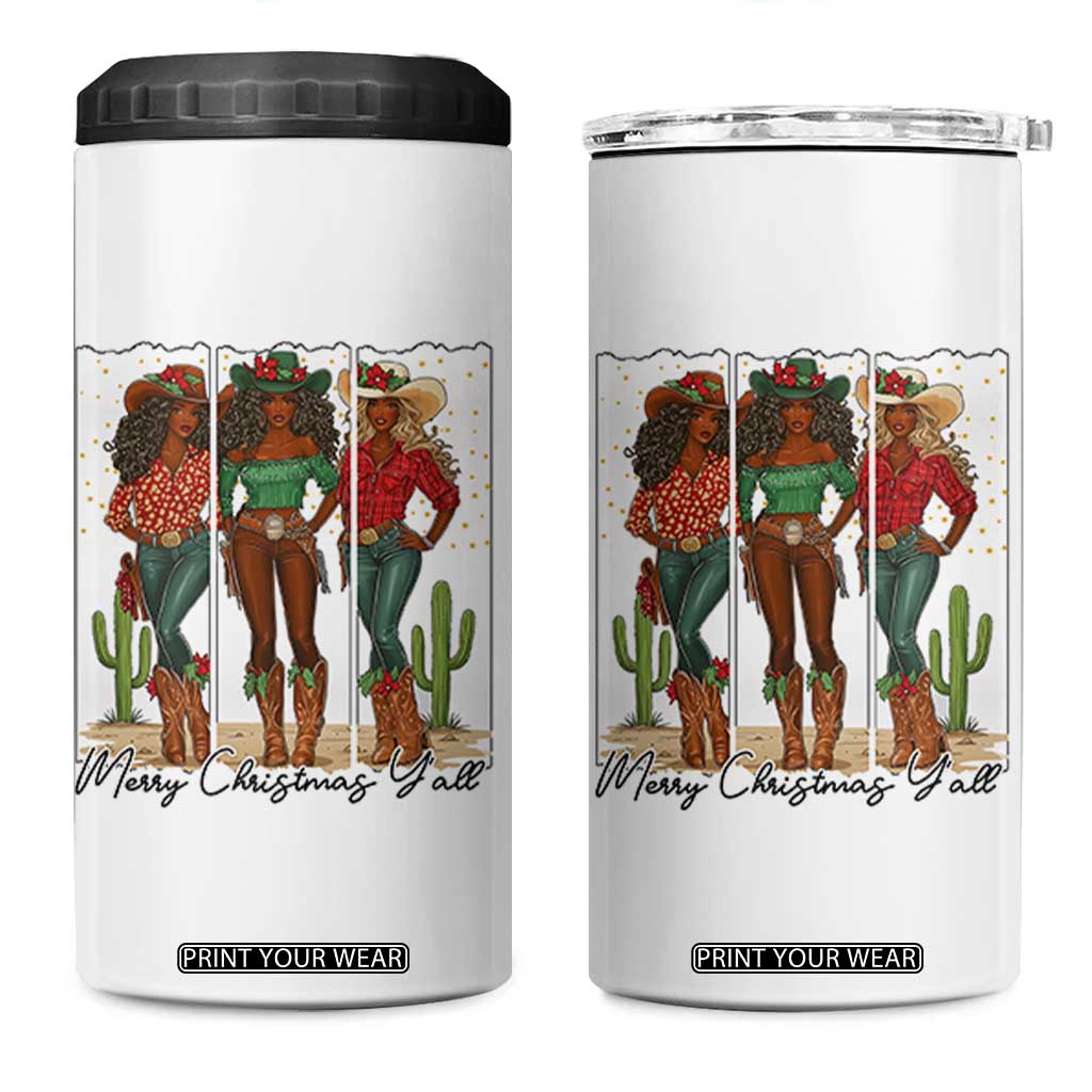 Merry Christmas Y'all 4 in 1 Can Cooler Tumbler Funny Western Holiday Gift For Cowgirl TS12 One Size: 16 oz White Print Your Wear